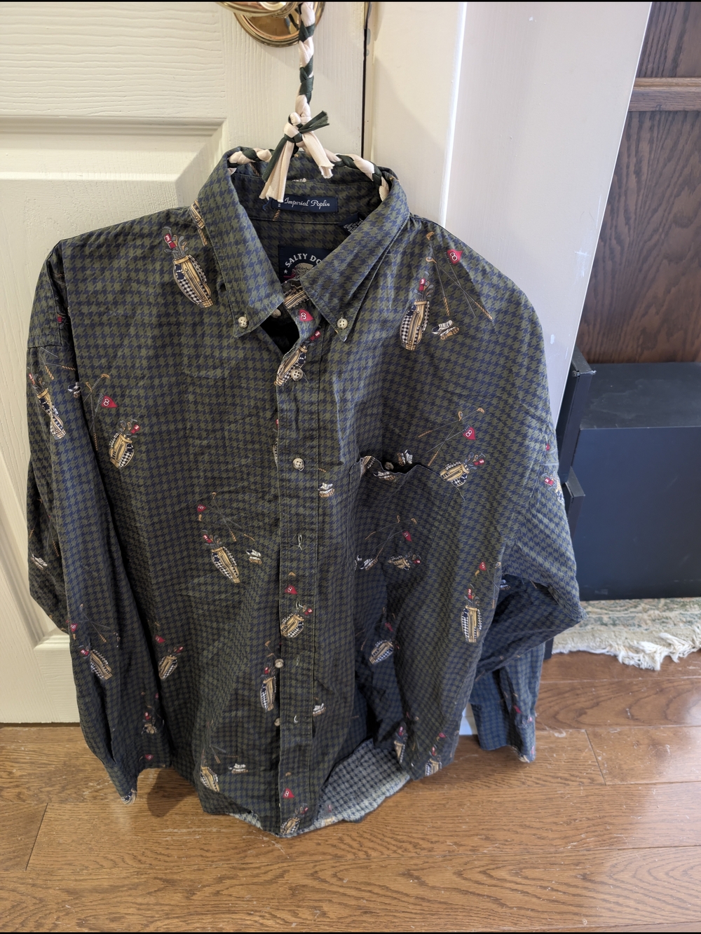 Men's Green Houndstooth Button-Down Shirt